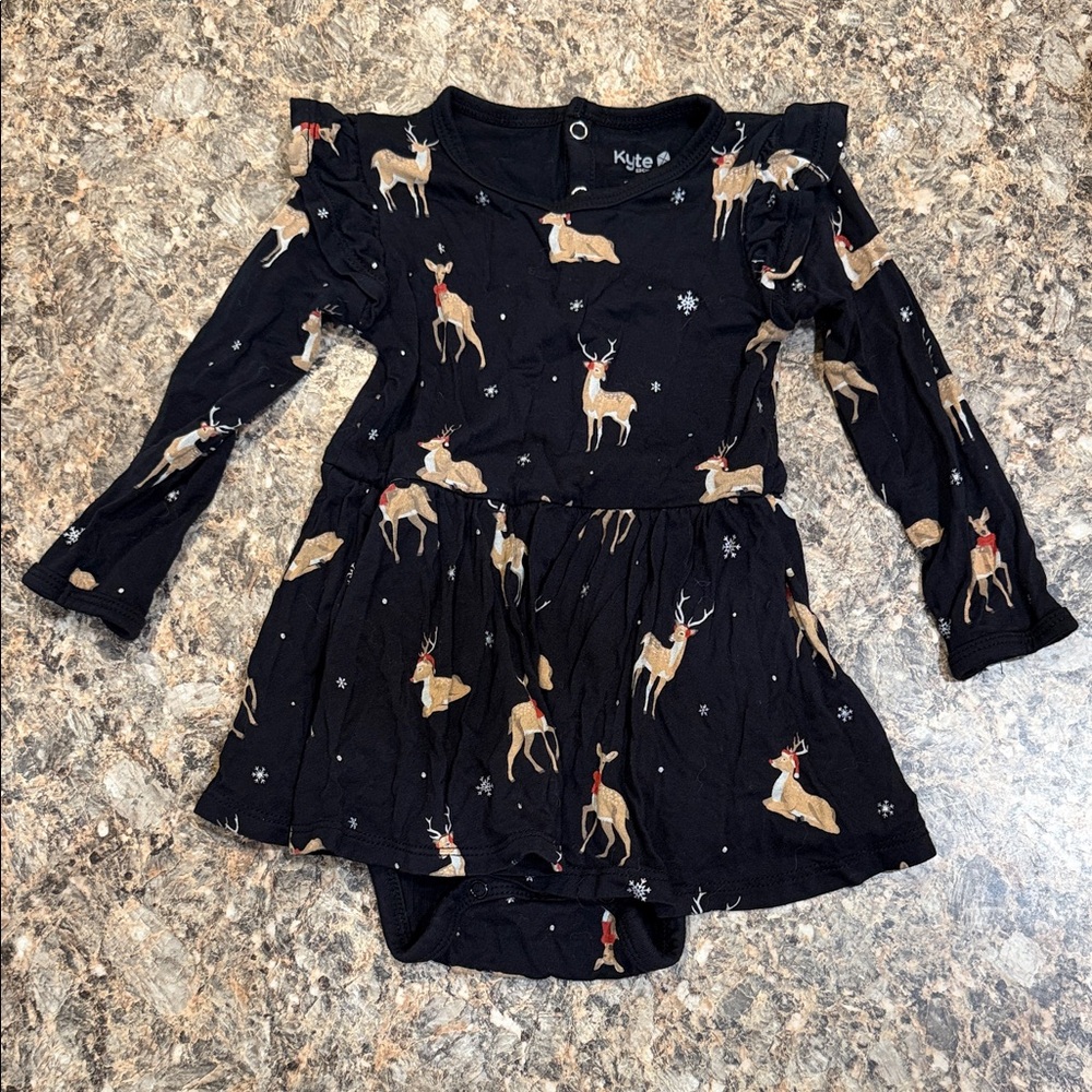 Kyte Baby Midnight Deer Longsleeve Twirl Bodysuit Dress size 18-24 months